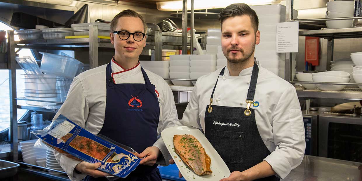 Suomalainen kirjolohi on buffetin kylmäpöydän kunkku