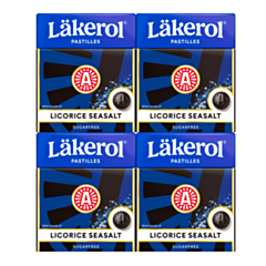 Läkerol Licorice Seasalt sokeriton, 4-pack